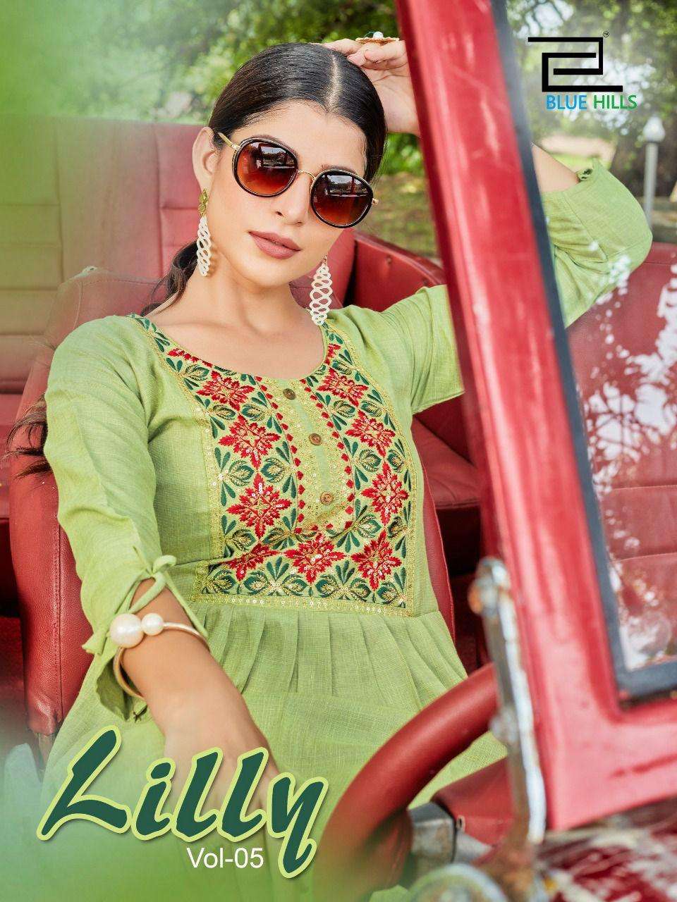 BLUE HILLS PRESENTS LILLY 5 RAYON DESIGNER WHOLESALE LONG KURTI